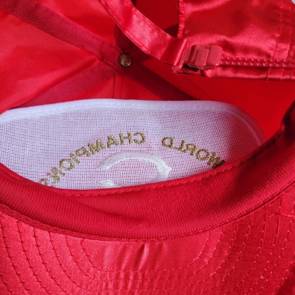 Vtg Otto Cap Shiny Adjustable Hat 90s World Champs Cincinnati Reds Rope‎ Front - Picture 8 of 11